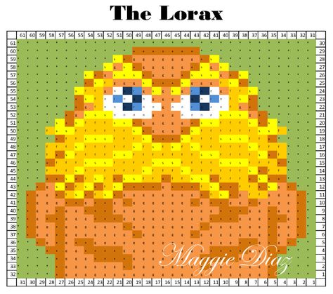 Square #1: The Lorax – techcraftycrochet.com Dr Seuss Characters, C2c Crochet Blanket, Dr Seuss Books, Crochet Baby Blanket Free Pattern, Crochet Graph, Corner To Corner Crochet, Graph Design, Crochet Blocks, C2c Crochet