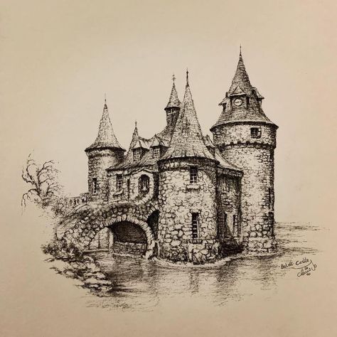 Boldt Castle by Johan C Castle Sketch, Charcoal Artists, Boldt Castle, Castle Tattoo, Castle Drawing, Pen Art Drawings, Castle Art, Fantasy Drawings, Tower House