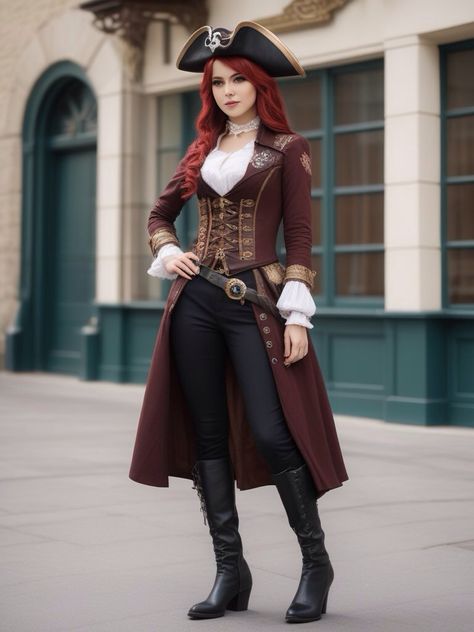 Pirate Female Costume, Pirate Outfit Female, Female Pirate Captain Character Design, Steampunk Pirate Female, Pirate Female, Historical Pirate Women, Hot Pirate Woman, Female Pirate Captain Art, Fantasy Ocs