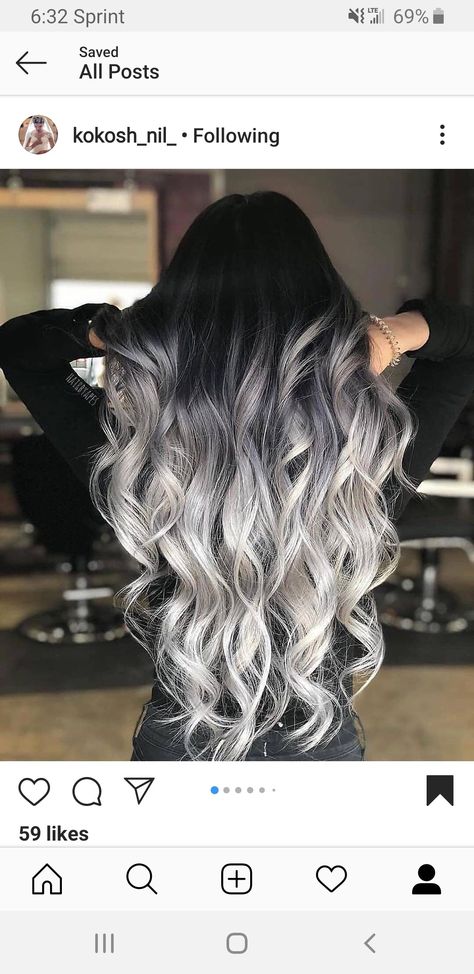 White Ombre Hair, Black And Blonde Ombre, V Cut Hair, Black To Blonde Hair, Platinum Blonde Highlights, Blond Ombre, Hair Transition, White Blonde Hair, Black Hair With Highlights