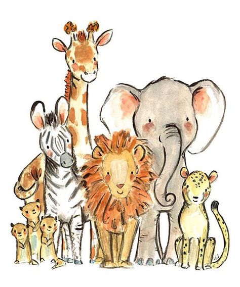 Safari Nursery Art, Wild Safari, Art Mignon, Elephant Wall Art, Safari Nursery, Arte Animal, Baby Art, Childrens Illustrations, Childrens Art