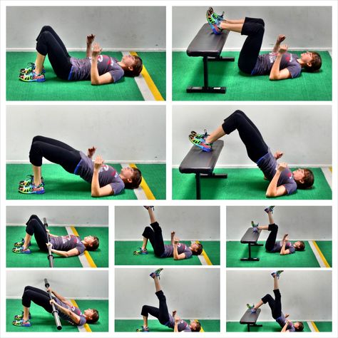 Check out these 20 Glute Bridge Variations to activate your glutes and stretch out your hips! Strengthen your glutes and alleviate low back pain! Glute Bridge Variations, Bridge Variations, Hip Fat Exercises, Hip Fat Loss, Activate Glutes, Redefining Strength, Single Leg Glute Bridge, Suspension Trainer, Lose Thigh Fat