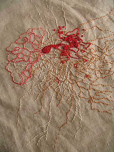 wrinkle embroidery in progress | DMC perle cotton on linen. … | Flickr Roots Embroidery, Daily Embroidery, Art Knitting, Stitching Projects, Textile Art Embroidery, Abstract Embroidery, Perle Cotton, Contemporary Textiles, Contemporary Embroidery