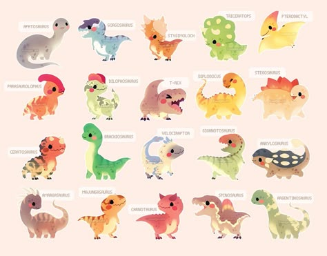 Ida 🍩102🍩 on Twitter: "20 dinosaurs!! 🦕🦖… " Dinosaur Drawing, Dinosaur Pictures, Kawaii Dinosaur, Cute Reptiles, Karakter Disney, Cute Animal Drawings Kawaii, 캐릭터 드로잉, Dinosaur Art, Prehistoric Animals