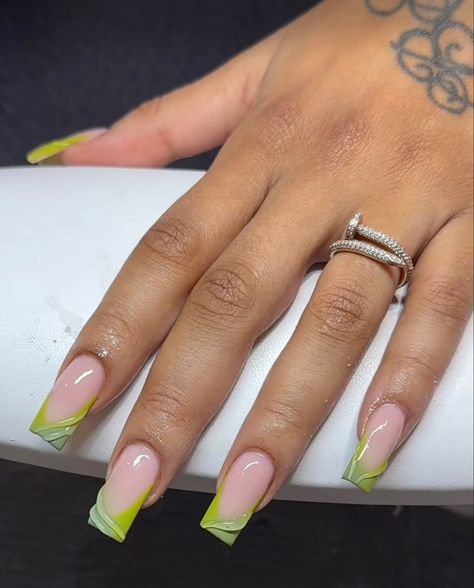 Lime Green French Tip Nails, 2025 Nails, Green French Tips, Green French Tip, Lime Nails, Lime Green Nails, Green Acrylic Nails, Green French, Simple Acrylic