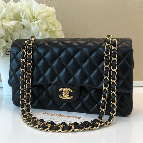 ✖️SOLD✖️ Chanel Classic Medium Double Flap Black Lambskin GHW 20 series 9/10 great condition (scratches inner and under flap, clean… Chanel Classic Flap Lambskin, Chanel Double Flap Bag, Chanel Classic Medium, Chanel Double Flap, Classic Flap Bag, Style Muse, 2024 Vision, Classic Flap, Flap Bag