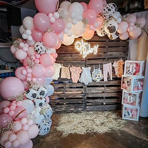 137PCS Cow Balloon Garland Arch Kit with Pink White Cow Print Balloons for CowBoy CowGirl Themed Party Baby Shower Farm Birthday Party Decorations Girl Baby Shower Cow Theme, Country Baby Shower Ideas Girl, Cowgirl Baby Shower Decorations, Pink Cow Print Baby Shower Ideas, Baby Shower Cow Theme Girl, Cow Girl Baby Shower Ideas, Pink Cow Baby Shower Theme, Cowgirl Theme Baby Shower Ideas, Baby Shower Cowgirl Theme