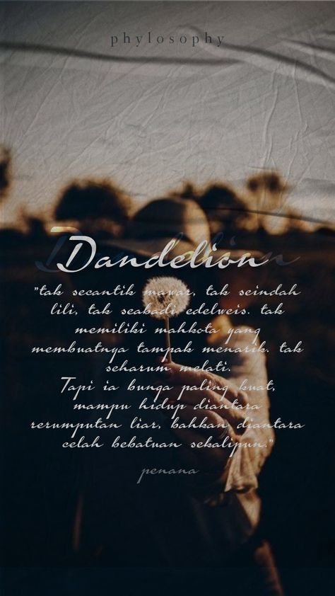 Makna dan tulisan dandelion Dandelion Aesthetic, Dandelion, Quotes, Quick Saves