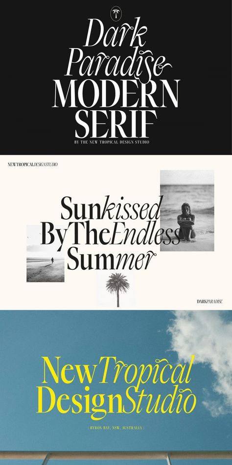 Dark Paradise Font by New Tropical Design Black Branding Design, Steakhouse Branding, Dark Branding, San Serif Fonts, Fonts Cursive, Trendy Fonts, Modern Serif Fonts, Modern Serif, Fancy Letters