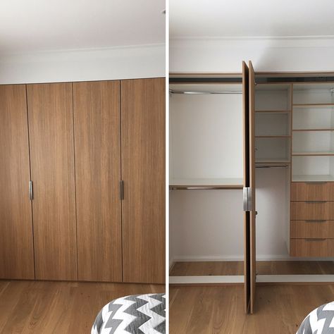 A gorgeous built-in wardrobe in 'Sublime Teak' and 'Warm White' #builtinwardrobe #wardrobedoors Birch Floors, Fitted Wardrobes Bedroom, Custom Wardrobe, Mid Century Modern Cabinets, Bedroom Built Ins, Fitted Wardrobe, Fitted Bedroom Furniture, Bedroom Built In Wardrobe, Ikea Wardrobe