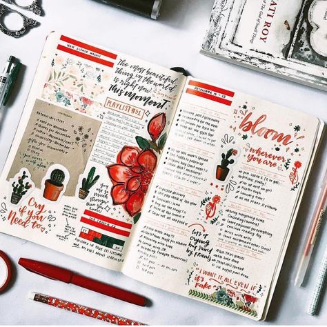 Top 10 Red Bullet Journal Spreads from this Week! | My Inner Creative Bullet Journal Spreads, Bullet Journal Aesthetic, Diary Ideas, Bullet Journal Writing, Bullet Journal Art, Bullet Journal Spread, Creative Journal, Bullet Journal Inspo, Journal Layout