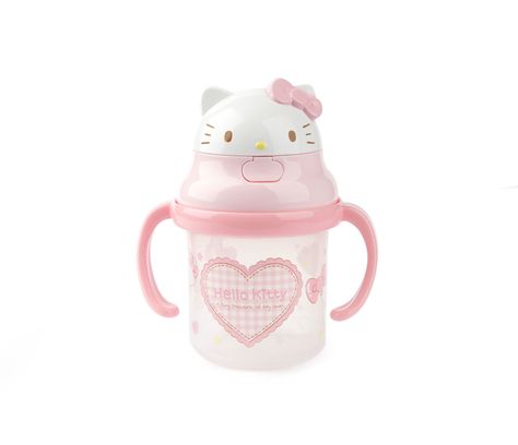 Hello Kitty Straw Sippy Cup: Hearts |  This is a lovely sippy cup, ideal for babies or toddlers who are drinking from straws. Features include a push button to help prevent leaks and removable handles. | $14.00 Age Reg, Kawaii Things, Sippy Cups, Pink Hello Kitty, Kittens Playing, Png Icons, Sippy Cup, Phone Icon, Iphone Icon