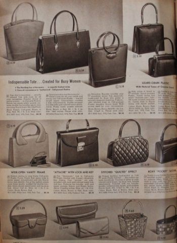 "Purses of the 1950s" Magazine page for a shopping guide for purses of the 1950s (pictured), 1958 Daytime Purses, 1950s leather handbags [Explore the many styles of 1950s handbags, purses, day and evening bags. Leather hobo, Lucite box bags, straw basket and fun novelty shapes.]. (2017, January 26). Retrieved October 13, 2017, from https://vintagedancer.com/1950s/1950s-handbags-purses-styles/ Velo Vintage, Popular Handbags, Minimalist Bag, Diy Purse, Quality Handbags, Vintage Purses, Old Fashion, Purse Styles, Vintage Purse