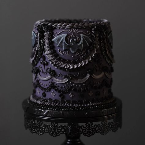 All posts • Instagram Dark Purple Birthday Cake, Gothic Desserts, Witchy Birthday Cake, Goth Birthday Cake, Goth Wedding Cake, Goth Birthday Party, Goth Cake, Spooky Cakes, Gothic Birthday Cakes