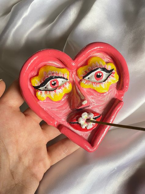 Face Incense Holder, Heart Face, Incense Holders, Handle With Care, Incense Holder, Incense Burner, Flower Heart, Home Fragrances, Incense