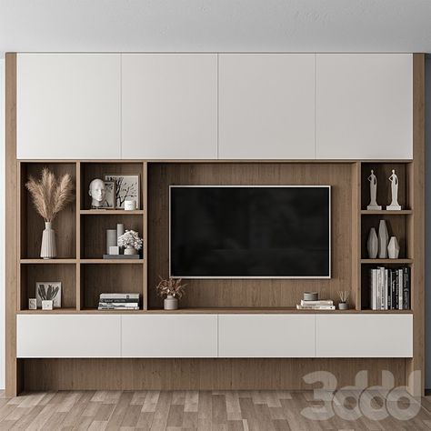 Japandi Tv Wall Unit, Contemporary Tv Wall Design Modern Living Room, Home Office Tv Wall, Tv Room Built In Cabinets, Scandinavian Entertainment Center, Tv Wall Unit Ideas Living Room, Tv Millwork Wall, Modern Tv Built In, Dining Area Feature Wall