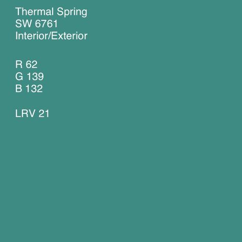 Thermal Spring - Sherwin Williams Thermal Spring Sherwin Williams, Sherwin Williams March Wind, Sherwin Williams Thermal Spring, Sherwin Williams Herbal Wash, Sherwin Williams Tantalizing Teal, Indoor Paint Colors, Indoor Paint, Eclectic House, Thermal Spring