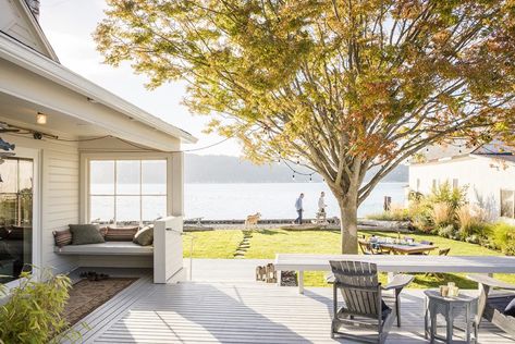 Cabin located in Vashon Island, Washington, designed by Hoedemaker Pfeiffer. 1890s House, Coastal Cabin, Douglas Fir Flooring, Vashon Island, Beach Cottage Decor, Beach Cottages, Interior Design Studio, Cottage Decor, A House