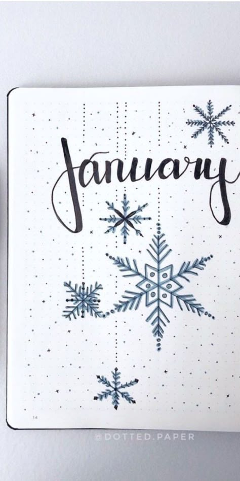 January Bullet Journal Journal January Cover, Bullet Journal January Cover, January Bullet Journal Cover, January Bujo, Bullet Journal Spread Ideas, Journal Spread Ideas, Journal January, Bujo Spreads, December Bullet Journal