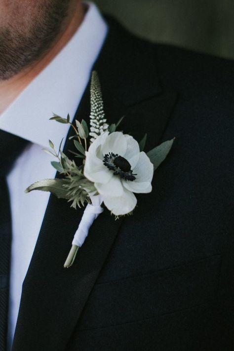 Florida Destination Wedding, Black And White Wedding Theme, White Wedding Theme, White Anemone, Black White Wedding, Boutonniere Wedding, Wedding Mood Board, White Bouquet, Wedding Mood