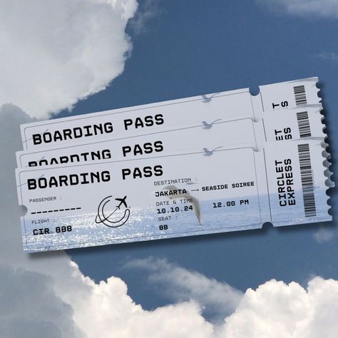 Your boarding pass to an unforgettable journey awaits! ✈️🌊 Destination: #SeasideSoiree Flight: CIR 888 Departure: 10.10.24 at 12:00 PM 🕛 Get ready to take off with us for an exclusive sneak peek into our exciting launch! 🚀 #CircletCircle #BeyondHydration #SeasideSoiree Sneak Peek, Jakarta, Boarding Pass, Flight, Branding, Travel, Quick Saves