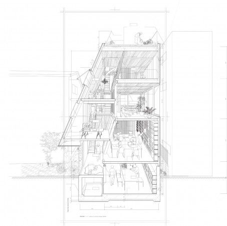 House & Atelier//Atelier Bow-Wow... this section is just incredible, see pictures of the real house to fully understand how this lays out! Sectional Perspective, Perspective Architecture, Section Drawing, Plans Architecture, Santiago Calatrava, Architecture Graphics, Architectural Section, Living Modern, Architectural Drawing