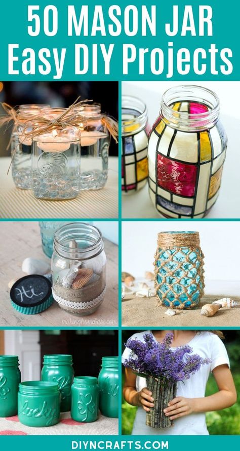 Mason Jar Decorating, Easy Mason Jar Crafts Diy, Wall Sconces Diy, Easy Mason Jar Crafts, Crafts With Glass Jars, Mason Jar Chandelier, Mason Jar Projects, Jar Centerpieces, Jar Decor