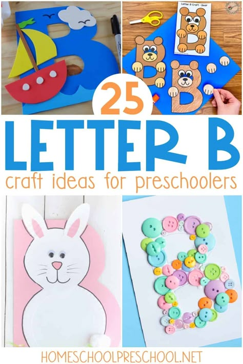 Try these totally adorable letter B crafts with your toddlers, preschoolers, and kindergarteners. What a fun way to practice letter recognition and letter formation! Preschool B Crafts, B Is For, B Is For Craft, Letter B Crafts For Preschoolers, Letter B Activities For Preschool, Paper Plate Bunny, Preschool Letter B, Learning Letters Preschool, Letter B Activities