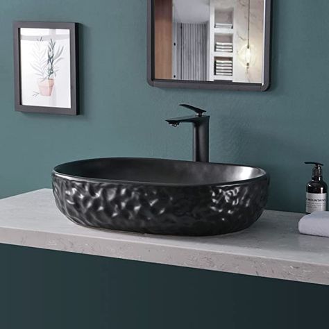 Sink Bowls Bathroom, Bath Sink, Matte Black Bathroom, Bath Sinks, Ceramic Bathroom, Porcelain Sink, Counter Design, Sink Countertop, Vessel Sink Bathroom