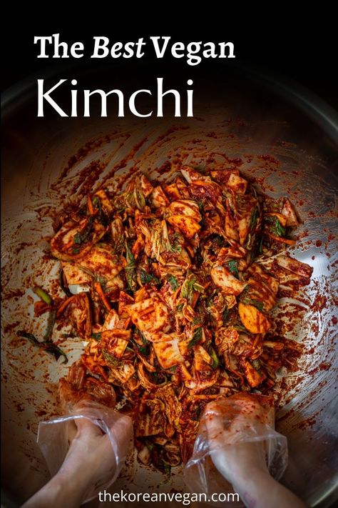 Embark on a culinary journey with this Ultimate Vegan Kimchi Recipe, perfect for both beginners and seasoned chefs. Immerse yourself in the flavors of Korean cuisine as you create your own traditional kimchi at home. Discover the health benefits of kimchi, packed with probiotics and essential nutrients. Explore the key ingredients that give Vegan Kimchi its signature taste and texture. Elevate your cooking experience and enjoy the rewarding process of making this flavorful and authentic dish. Vegan Kimchi Recipe, The Korean Vegan, Easy Delicious Dinner Recipes, Homemade Kimchi, Korean Vegan, Vegan Kimchi, Fall Vegan Recipes, Korean Side Dishes, Vegan Fish