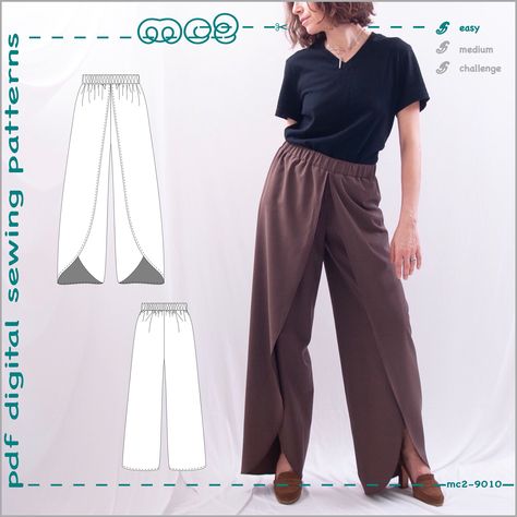 Excited to share this item from my #etsy shop: Tulip-shape Dhoti Harem Pants Salwar with Wraps (sizes: S-M-L-XL) Digital PDF Sewing Pattern for Women >mc2patterns< mc2-9010 #sewing #sewingpatterns #pdfsewingpatterns #sewingpatternpdf #mc2patterns #harempattern #harempantspattern #easypantspattern Afghan Pants, Harem Pants Pattern, Pants Patterns, Sewing Patterns For Women, Tulip Pants, Sewing Top, Trendy Sewing Projects, Trendy Sewing Patterns, Sewing Pants