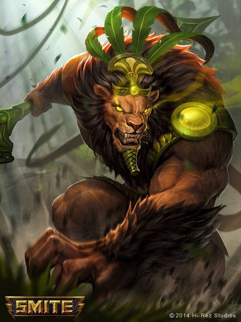 Jungle King Ahnur by Yideth.deviantart.com on @DeviantArt Jungle King, Beast Creature, Lion Art, Mythical Creatures Art, Egyptian Gods, Fantasy Warrior, Arte Fantasy, A Lion, Creature Art