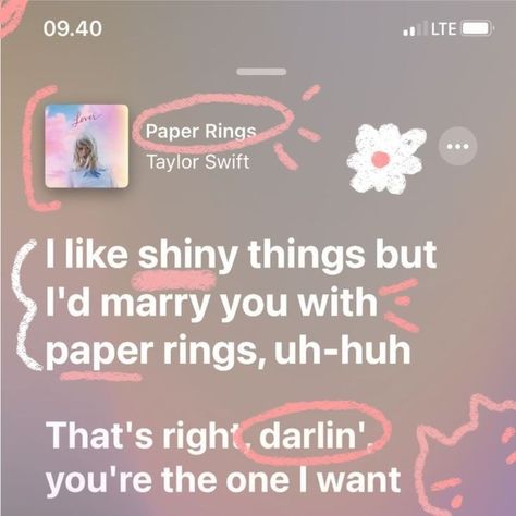 Pink Lyrics, Her Royal Highness, Taylor Swift Song Lyrics, Paper Rings, Meaningful Lyrics, Taylor Lyrics, Paper Ring, Spotify Lyrics, Lyrics Aesthetic