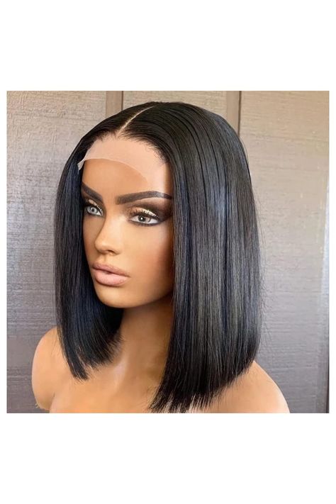 4x4x1 T Part Lace Short Wigs Human Hair Remy Closure Brazilian Human Hair Wig Bone Straight Lace Front Wig for Black Women (12inches) Wigs Ideas, Pretty Wigs, Straight Lace Front Wig, Lace Fronts, Silky Smooth Hair, Wig For Black Women, Weave Styles, Indian Remy Hair, Human Wigs