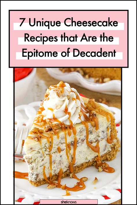 Popular Cheesecake Recipes, Unique Cheesecake Recipes, Churro Cheesecake Bars, Caramel Apple Cheesecake Recipes, Unique Cheesecake, Pecan Cheesecake Recipes, Apple Cheesecake Recipes, Butter Pecan Cheesecake, Pecan Pie Cheesecake Recipe