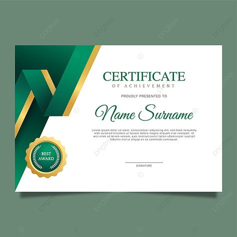 luxury green gold certificate template with simple and elegant border best award badge medal for g Simple Certificate Design, Gold Certificate Template, Luxury Green, Gold Certificate, Certificate Of Achievement, Certificate Design, Certificate Templates, Green Gold, Green And Gold