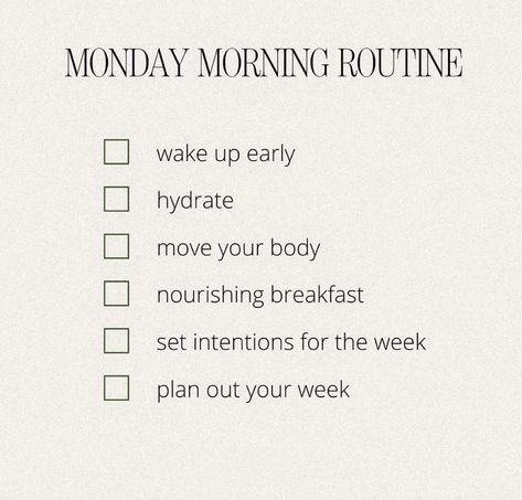 A list of things to do for a Monday morning routine. Monday Morning Routine, Moring Routine, Morning Routine Healthy, Morning Routine Aesthetic, Create A Morning Routine, Morning Routine Ideas, Morning Routine Checklist, Aesthetic Breakfast, How To Be Productive