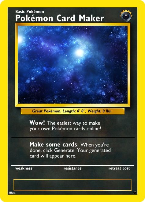 another design your own pokemon card site but looks like it has a little better resolution for printing. Diy Pokemon Cards, Make Your Own Pokemon, Pokemon Birthday Card, Pokemon Trainer Card, Pokemon Card Template, Easy Pokemon, Kartu Pokemon, Cool Pokemon Cards, Pokemon Photo