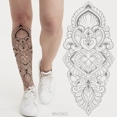 Small Tattoo Ideas Flower, Flower Tattoo Patchwork, Tattoo Ideas For Men Back, Tattoo Ideas Flower, Tattoo Patchwork, Mandala Arm Tattoos, Tato Mandala, Tattoo Leggings, Lower Leg Tattoos