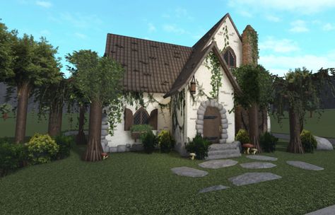 Bloxburg House No Gamepasses Cottage, One Story Victorian House Bloxburg, Forest Home Bloxburg, Cottage Core Floor Plans, Realistic Cottage Bloxburg, Bloxburg Cottage House Ideas Interior, Bloxburg Fairy House Ideas, Fairy Core Bloxburg House, Bloxburg Small Cottage