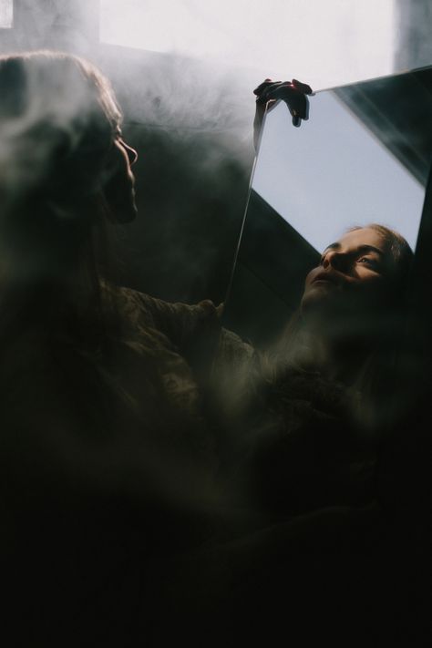 Nirav Patel-16-Meredith Adelaide (smoke) 0707 Mirror Photography, Reflection Photos, Portrait Editorial, Reflection Photography, Conceptual Photography, Mirror Photo, Fine Art Portraits, Creative Portraits, Photography Projects