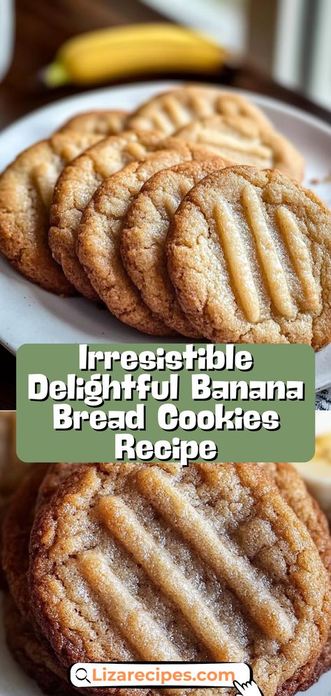 Discover the ultimate treat with our Irresistible Delightful Banana Bread Cookies Recipe! These soft and chewy cookies combine the rich flavors of banana bread into a convenient handheld delight. Perfect for snack time or dessert, this easy-to-follow recipe uses ripe bananas, brown sugar, and vanilla extract to create a moist and flavorful cookie that everyone will love. Add in chocolate chips or nuts for an extra crunch! Bake a batch today and watch them disappear in no time! Salted Banana Cookies, Easy Banana Pudding Cookies, Sourdough Discard Banana Cookies, Banana Nut Bread Cookies, Chewy Banana Cookies, Healthy Banana Cookies 3 Ingredients, Peanut Butter And Banana Cookies, Desserts With Bananas Easy, Banana Bread Cookies Recipe Easy