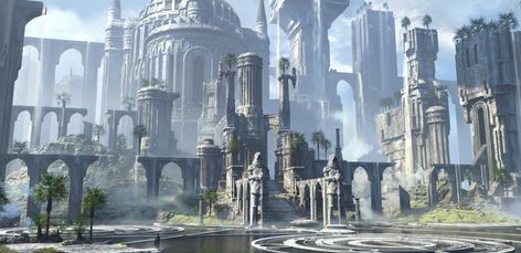 ArtStation - Water temple ruins Game Environment Concept Art, Water Temple, Temple Ruins, Game Environment, Coastal Cities, Matte Painting, Fantasy Art Landscapes, Environment Concept Art, Sci Fi Fantasy