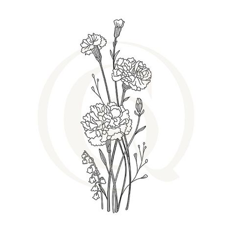 Delicate Floral Bunch - Carnations SVG/DXF | Other Flowers | Drawing | Craft Genesis Carnation Drawing, Carnation Tattoo, Plant A Garden, Flowers Drawing, Create Drawing, Carnation Flower, Bullet Journal Lettering Ideas, Flower Svg, Beautiful Drawings