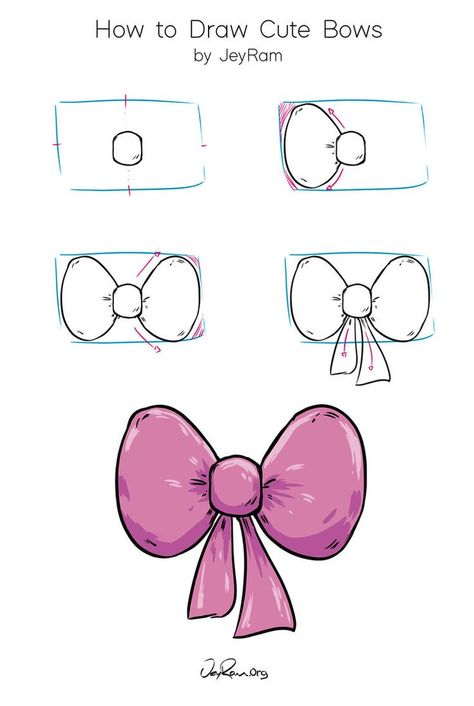 How to Draw Bows: Step by Step Tutorial for Beginners by JeyRam #art #drawing #tutorial How To Draw A Bow Step By Step, Hair Bow Drawing, How To Draw Bows, How To Draw A Bow, Draw A Bow, Bows In Hair, Beginners Drawing, Bow Drawing, How To Draw Cute