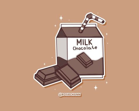 Chocolate Milk Drawing, Chocolate Wallpaper Cute, Chocolate Milk Aesthetic, Chocolate Milk Carton, Milk Drawing, Chocolate Aesthetic, Box Illustration, Teen Wallpaper, Cute Chocolate