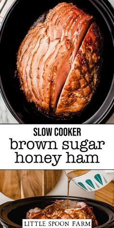 Brown Sugar Honey Ham, Brown Sugar Honey Glaze, Slow Cooker Ham Recipes, Ham Recipes Crockpot, Honey Baked Ham Recipe, Sugar Ham, Brown Sugar Ham, Ham Recipes Baked, Ham Glaze Recipe