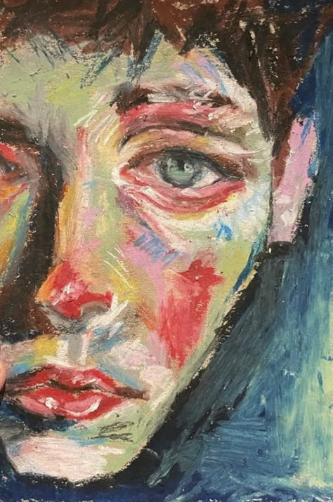 Oil Pastel Art Portrait Faces, Oil Pastel People, Oil Pastel Impressionism, Pastel Face Drawing, Oil Pastel Art Face, Oil Pastel Face Portraits, Oil Pastel Face, Oil Pastel Art Portrait, Oil Pastel Art Aesthetic