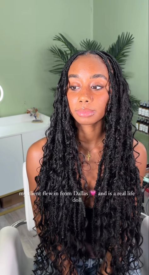 Afro Locs Black Women, Megan Good Locs, Waterfall Locs, Faux Locs Marley Hair, Kianna Naomi, Locs Bohemian, Boho Faux Locs, Goddess Faux Locs, Curly Faux Locs