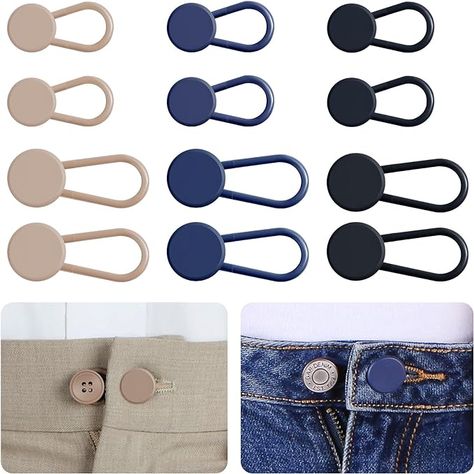 Amazon.com: 12PCS Button Extenders for Jeans, Pants Waist Button Extender for Women Men, 3 Colors Pant Waistband Expander, Ceryvop Pants Waist Extension 1-1.4 Inches Goth Business Casual, Button Extender, Sewing Jeans, Amazon Clothing, Costura Diy, Estilo Preppy, Colored Pants, Jeans Button, Sewing Notions